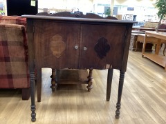ANTIQUE MAHOGONY 2 DOOR ENTRY WAT TABLE