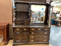 8 DRAWER DARK PINE HUTCH