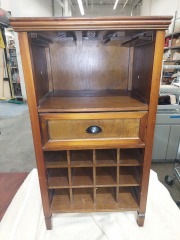 BROWN WINE RACK W\/1 DRAWER