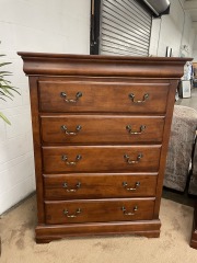 Traditional Solid Wood Tall Five Drawer Dresser