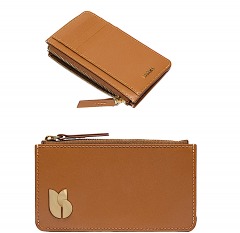 2365O2 | BA&SH Cuir Leather Zipped Cardholder | TAN