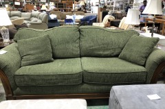Forest Green Patterned Wood Frame Sofa