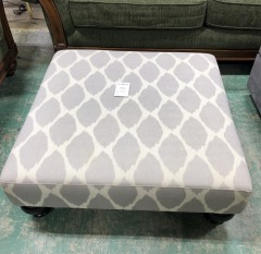 Grey\/White Upholstered Ottoman