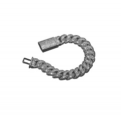 2378R1 | ICECLIQUE 15MM Micro Pave Cuban Bracelet - Moissanite & S925 | 15mm \/ 9 in