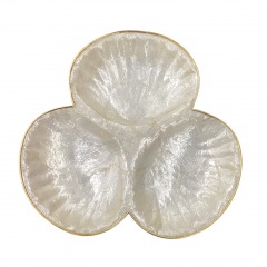 Capiz She\u2019ll Plate with Brass Trim