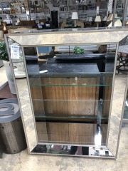 Mirrored Bookcase w\/ glass shelves