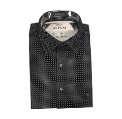 2408P8 | ALFANI Men's Round Medallion Print Dress Shirt | 15-15.5 32\/33 | GREY