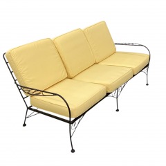 3 Seater Yellow Cushion Rod Iron Bench