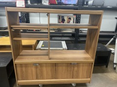Funky Wood Finish Entertainment Cabinet