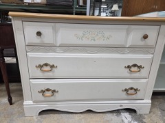 White applique 3 drawer dresser