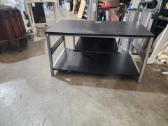 BLACK TV STAND WITH METAL LEGS
