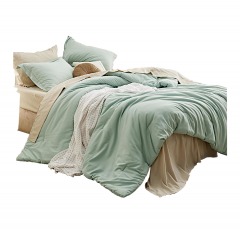 2469G2 | BEDSURE Bed-in-a-Bag Queen Comforter Set 7 Pieces| QUEEN 90X90 | SAGE GREEN\/BEIGE