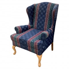 Blue\/Red\/Green Pattern Wingback Chair