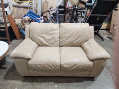TAN FAUX LEATHER LOVESEAT