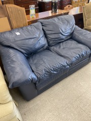 Navy Leather Chair & Ottoman