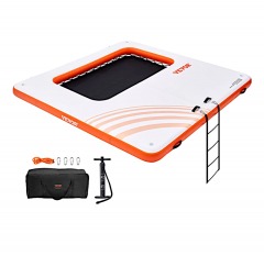 2479G8 | VEVOR Inflatable Floating Dock w\/ Trampoline Mesh Pool | 10X10 FT