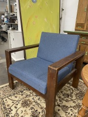 Broad Blue Armchair