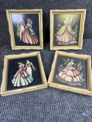 Set of 4 Vintage Framed Victorian Silhouette Wall Plaques \u2013 7\