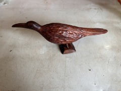 Hand-Carved Wood Shorebird Statue