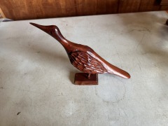 Hand-Carved Wood Shorebird Statue