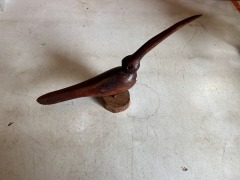 Hand-Carved Wood Shorebird Statue