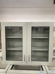 Green Kewaunee Glass Front Two Door Metal Wall Cabinet (36Wx30Hx15D)