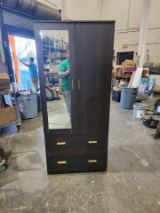 ARMOIRE WITH MIRROR AND TWO DRAWERS (NEW)