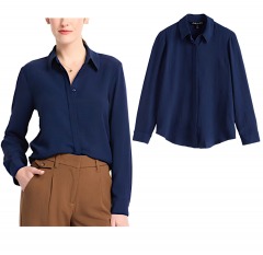 2499R4 | MONTGOMERY POST Arienne Airette Button Down Blouse | EXTRA SMALL | NAVY