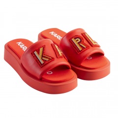 2493R7 | KARL LAGERFELD Opal Platform Slides | WOMEN'S 9 | VERMILLION