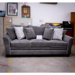 Stone & Leigh Light Grey With White Piping Trim Sofa