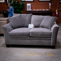 Stone & Leigh Light Grey With White Piping Trim Loveseat