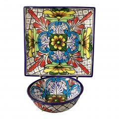 2pc Hand Painted Mexican Dishware \u201cAlba\u201d