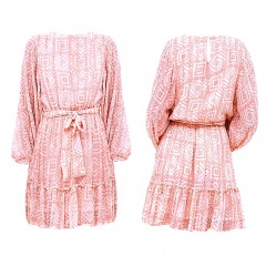 2504P6 | OLIPHANT Long Sleeve Flirty Short Dress | SMALL | BALI PINK