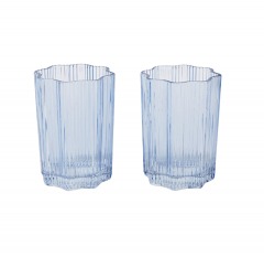 2513R3 | GLASS HAUSE Set of 2 Ribbed Glasses | 12 OZ | COBALT BLUE