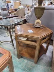Pecan Wood Hexagon End Table