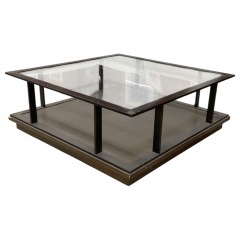 Brown with Glass Top Coffee Table