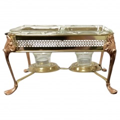 Vintage Anchor Hocking Fire King Twin Warmer Chafing Dish