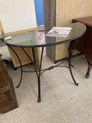 Half round glass table