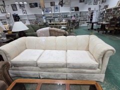 Cream Damask 3 Cushion Sofa
