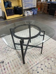 Modern Black Metal Glass Top Table