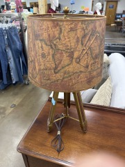 Retro World Map Tripod Lamp