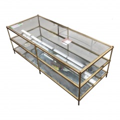 Brass 3 Tier Glass Coffee Table