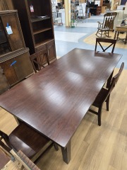 PIER 1 IMPORTS MEDIUM BROWN FARMERS TABLE W\/ 4 CHAIRS