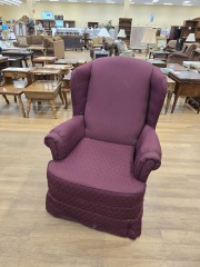 MAROON WINGBACK ROCKING ARM CHAIR