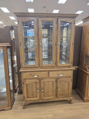 LIGHT BROWN HUTCH WITH ROSE DESIGN
