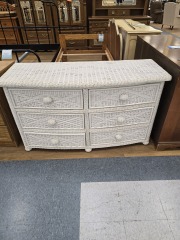 ACHROMATIC WICKER  6 DRAWER WICKER DRESSER