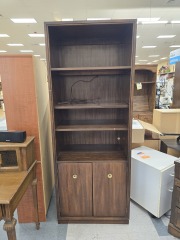TALL WOOD GRAIN STORAGE CABINET