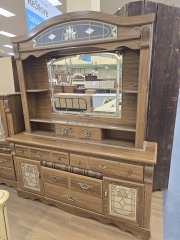 COUNTRY LONG BOY DRESSER W\/MIRROR HUTCH TOP