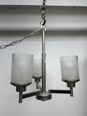 Modern Chrome & Frosted 3 lite Chandelier