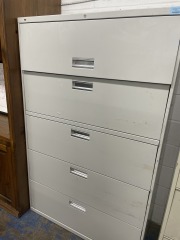 Grey 5 Drawer Lateral Filing Cabinet